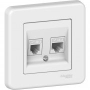 Розетка компьютерная+телефонная Schneider Electric Leona RJ45+RJ11 белый LNA4900121