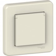 Розетка Schneider Electric Leona із заземленням та кришкою крем LNA3100223