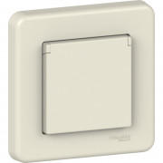 Розетка Schneider Electric Leona із заземленням та кришкою крем LNA3100223