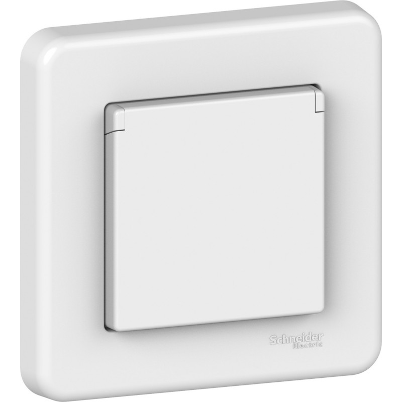 Розетка Schneider Electric Leona із заземленням та кришкою білий LNA3100221