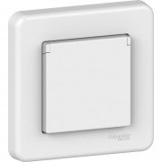 Розетка Schneider Electric Leona із заземленням та кришкою білий LNA3100221