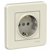 Розетка Schneider Electric Leona із заземленням та захисними шторками крем LNA2900223