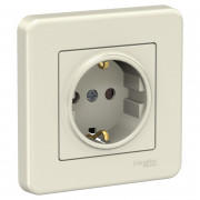 Розетка Schneider Electric Leona с заземлением и защитными шторками крем LNA2900223