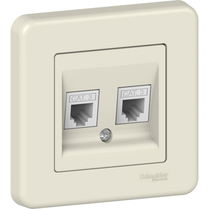 Розетка телефонна Schneider Electric Leona подвійна 4 контакти пластик крем LNA4200123