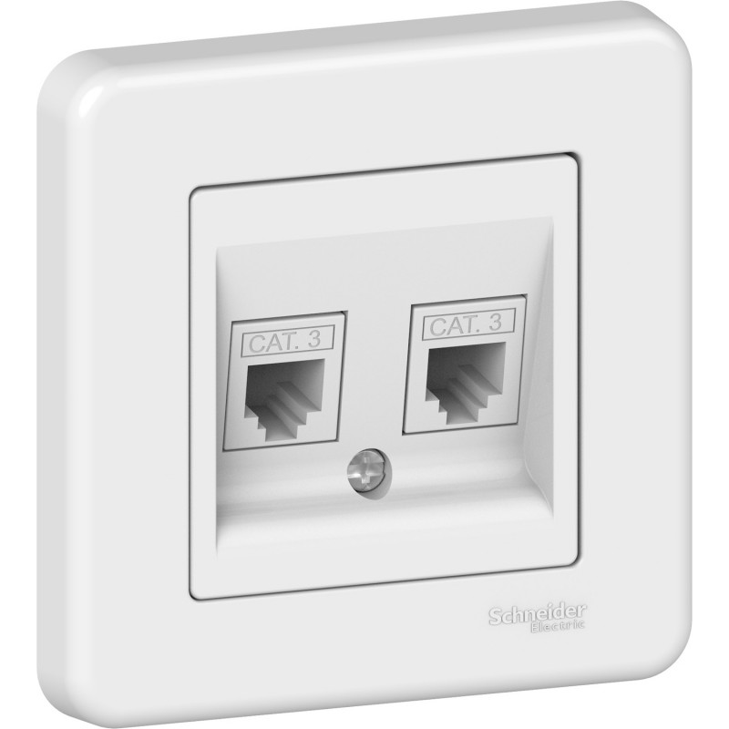 Розетка телефонна Schneider Electric Leona подвійна 4 контакти пластик білий LNA4200121