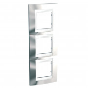 Рамка 3-постовая Schneider Electric Unica Plus вертикальная хром блестящий/белый MGU66.006V.810