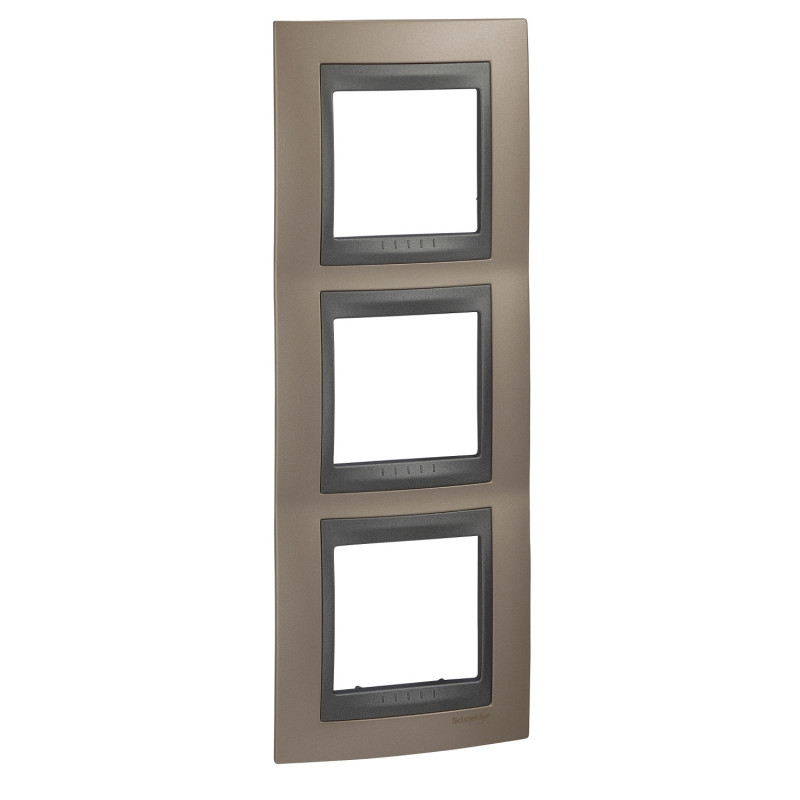 Рамка 3-постовая Schneider Electric Unica Top вертикальная оникс медный/графит MGU66.006V.296
