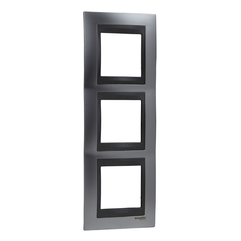 Рамка 3-постовая Schneider Electric Unica Top вертикальная хром матовый/графит MGU66.006V.238