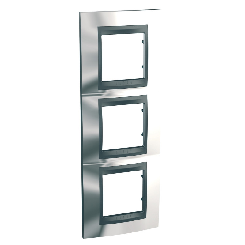 Рамка 3-постовая Schneider Electric Unica Top вертикальная хром блестящий/графит MGU66.006V.210