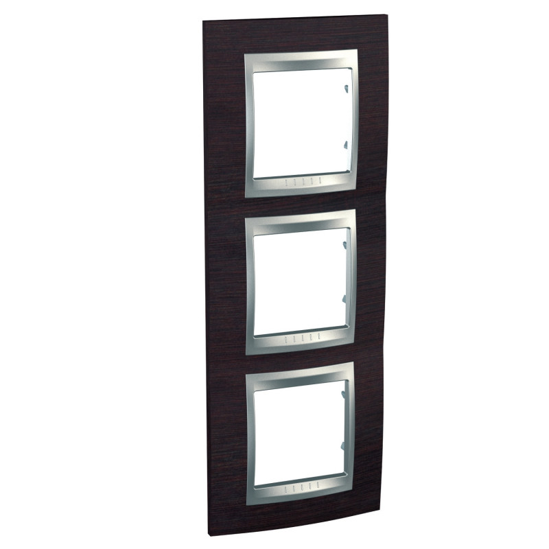 Рамка 3-постовая Schneider Electric Unica Top вертикальная венге/алюминий MGU66.006V.0M3
