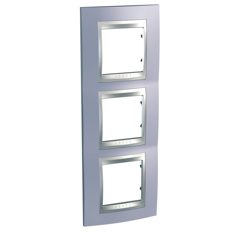 Рамка 3-постовая Schneider Electric Unica Top вертикальная голубой берилл/алюминий MGU66.006V.098