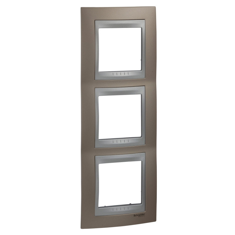 Рамка 3-постовая Schneider Electric Unica Top вертикальная оникс медный/алюминий MGU66.006V.096