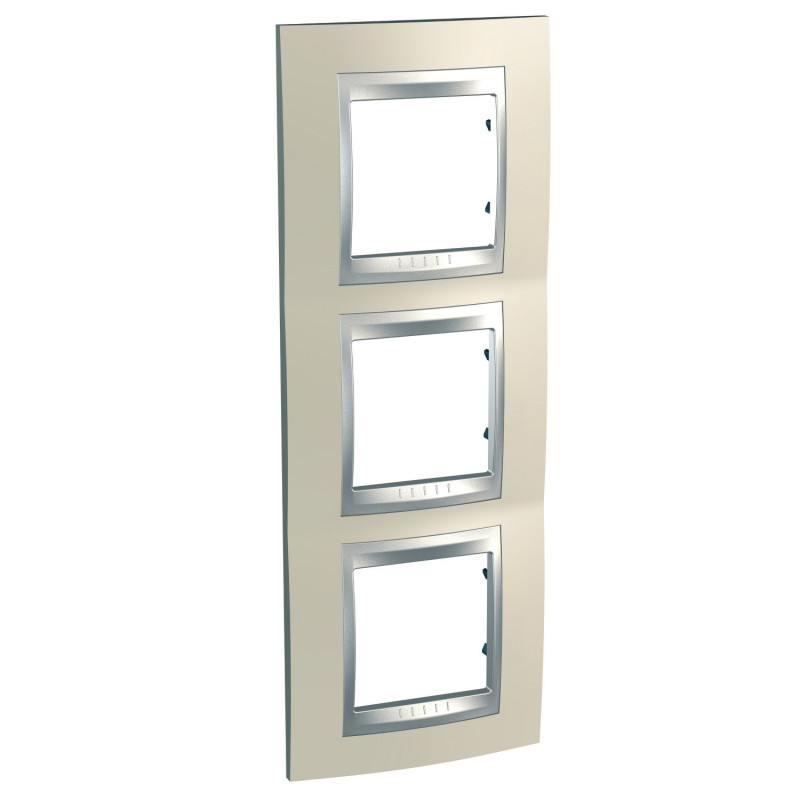 Рамка 3-постовая Schneider Electric Unica Top вертикальная титановый/алюминий MGU66.006V.095