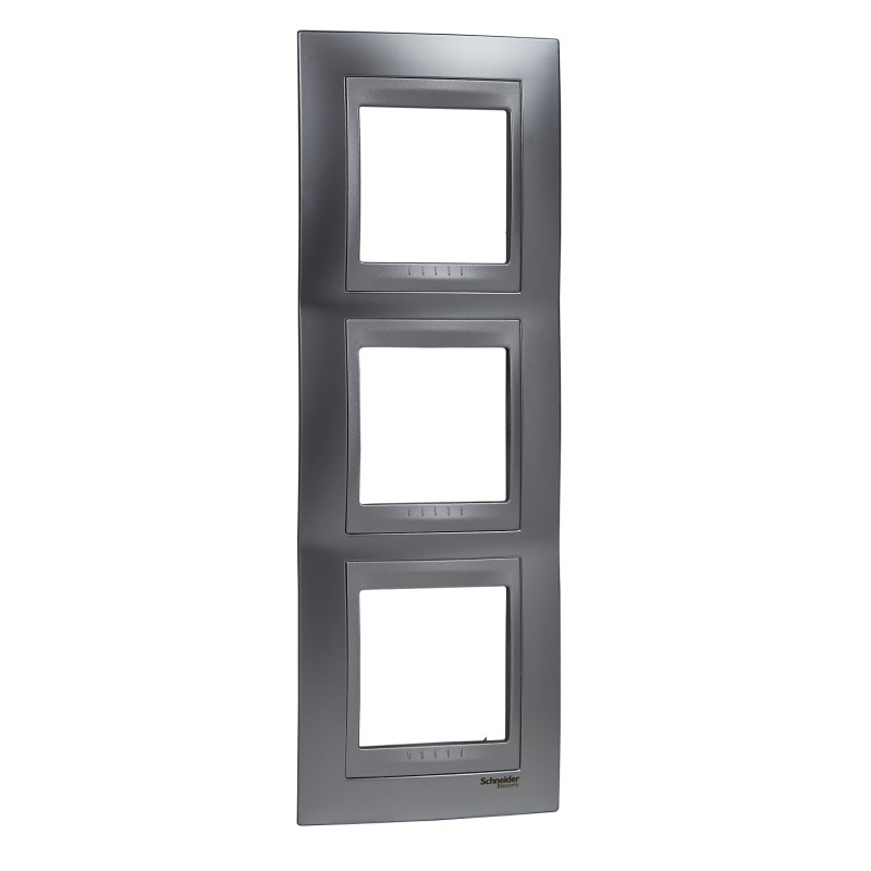 Рамка 3-постовая Schneider Electric Unica Top вертикальная хром матовый/алюминий MGU66.006V.038