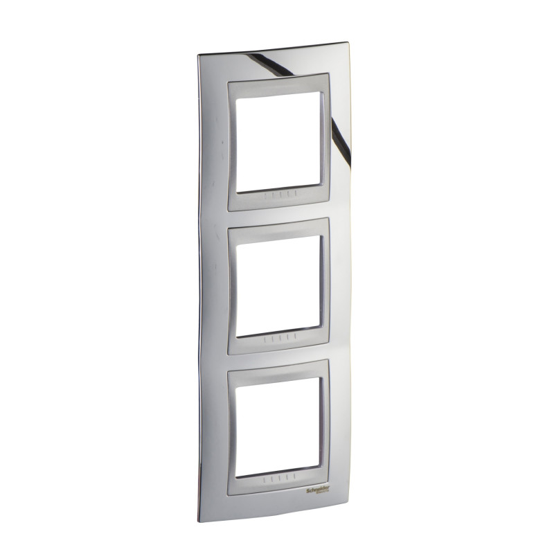 Рамка 3-постовая Schneider Electric Unica Top вертикальная хром блестящий/алюминий MGU66.006V.010