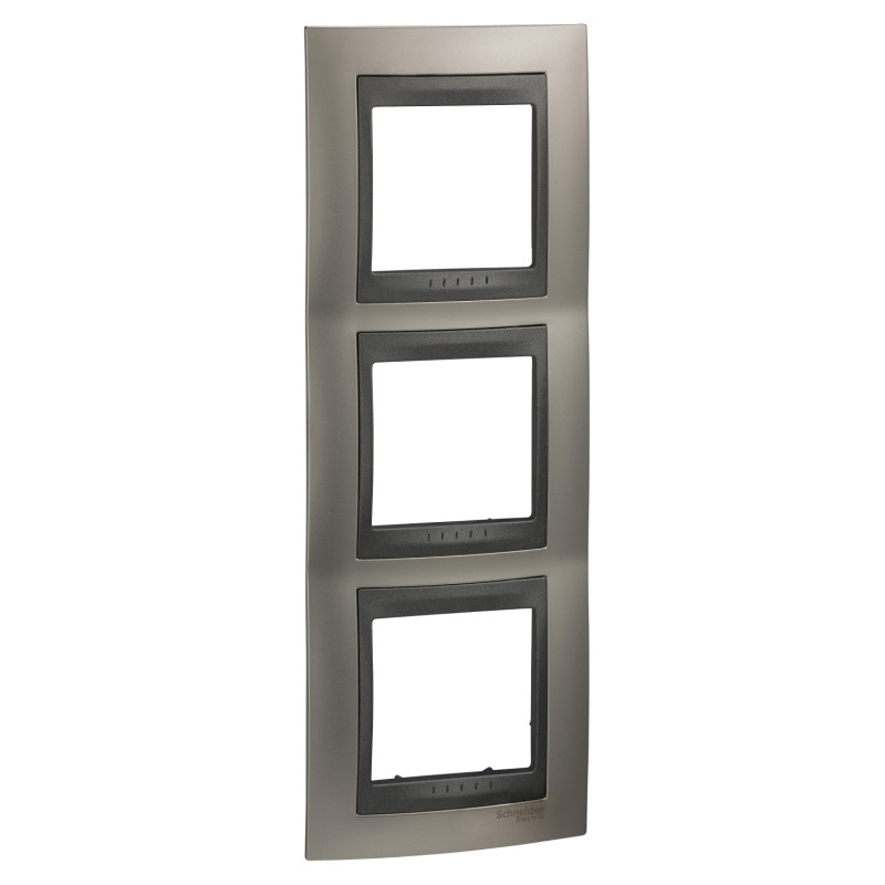 Рамка 3-постовая Schneider Electric Unica Top вертикальная никель матовый/графит MGU66.006V.239