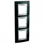 Рамка 3-постовая Schneider Electric Unica Top вертикальная черный родий/алюминий MGU66.006V.093