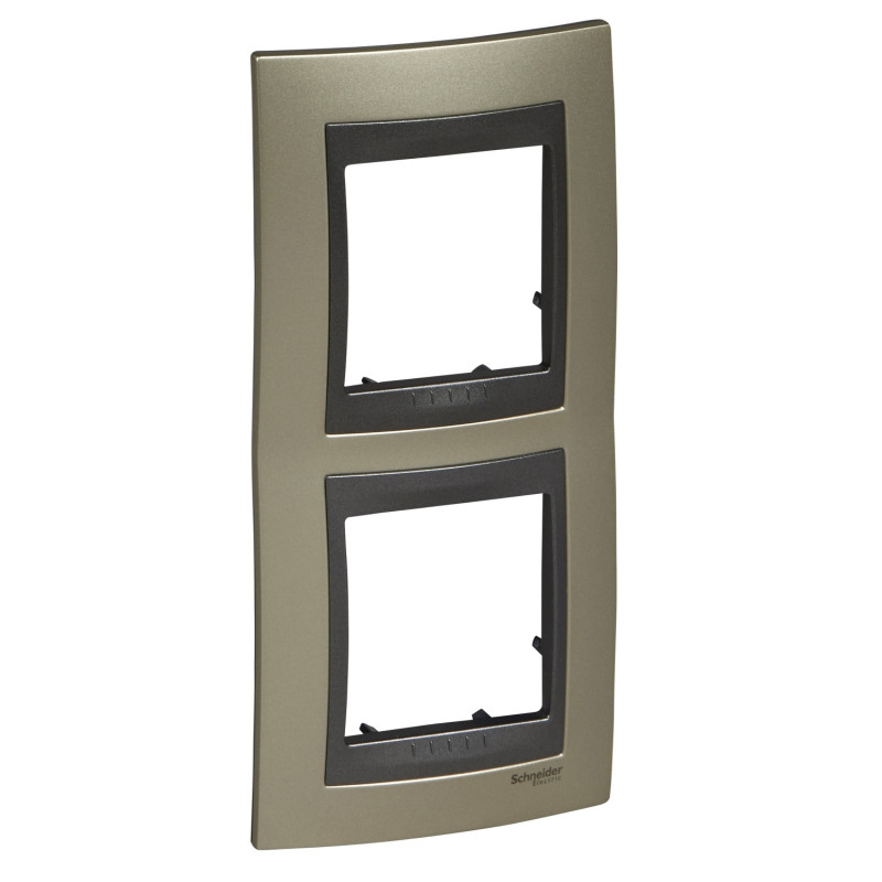 Рамка 2-постовая Schneider Electric Unica Top вертикальная титановый/графит MGU66.004V.295