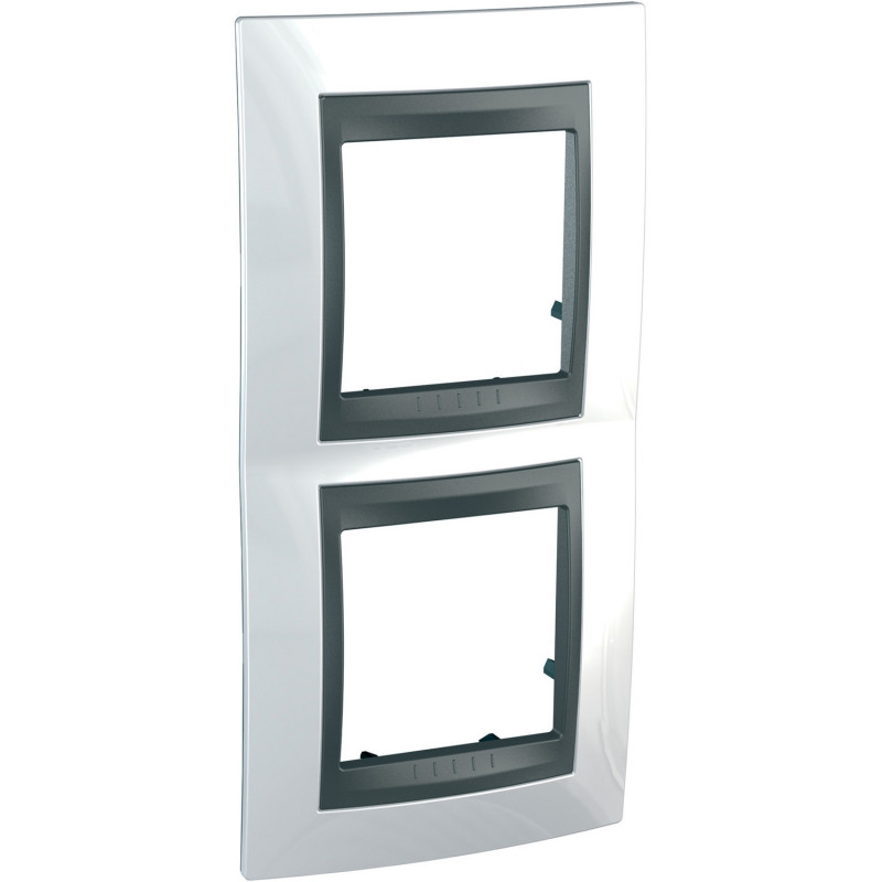 Рамка 2-постовая Schneider Electric Unica Top вертикальная белоснежный/графит MGU66.004V.292