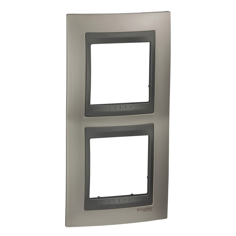 Рамка 2-постовая Schneider Electric Unica Top вертикальная никель матовый/графит MGU66.004V.239