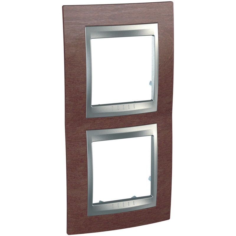 Рамка 2-постовая Schneider Electric Unica Top вертикальная табак/алюминий MGU66.004V.0M4