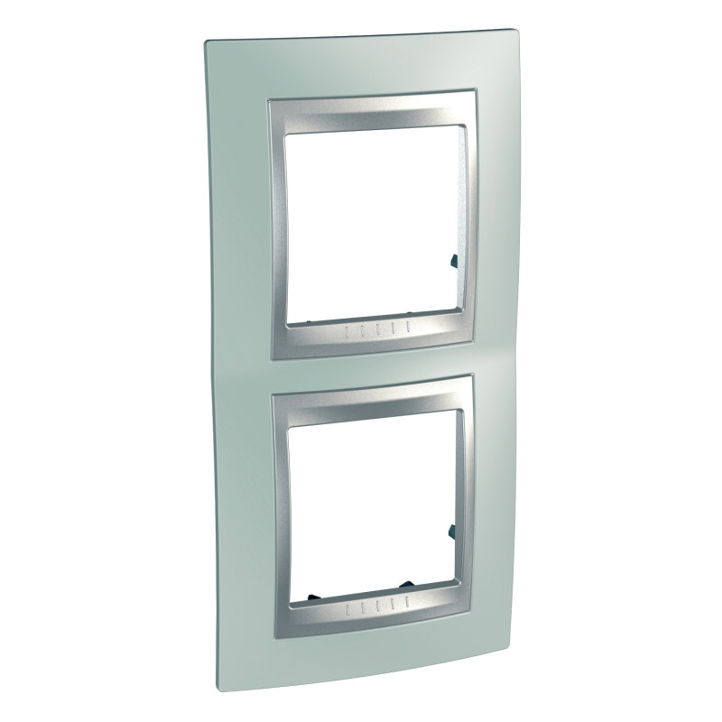 Рамка 2-постовая Schneider Electric Unica Top вертикальная изумрудный/алюминий MGU66.004V.094