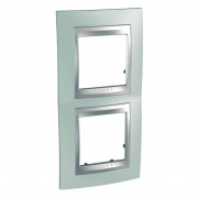 Рамка 2-постовая Schneider Electric Unica Top вертикальная изумрудный/алюминий MGU66.004V.094
