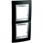 Рамка 2-постова Schneider Electric Unica Top вертикальна чорний родій/алюміній MGU66.004V.093