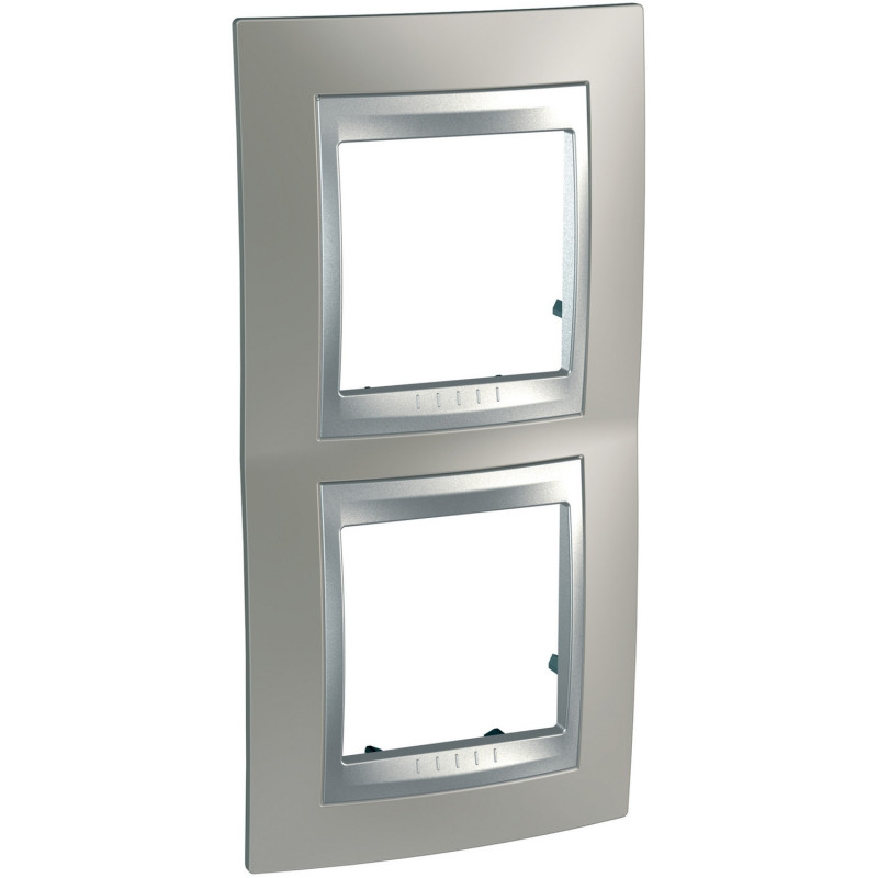 Рамка 2-постовая Schneider Electric Unica Top вертикальная никель матовый/алюминий MGU66.004V.039