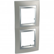 Рамка 2-постовая Schneider Electric Unica Top вертикальная никель матовый/алюминий MGU66.004V.039