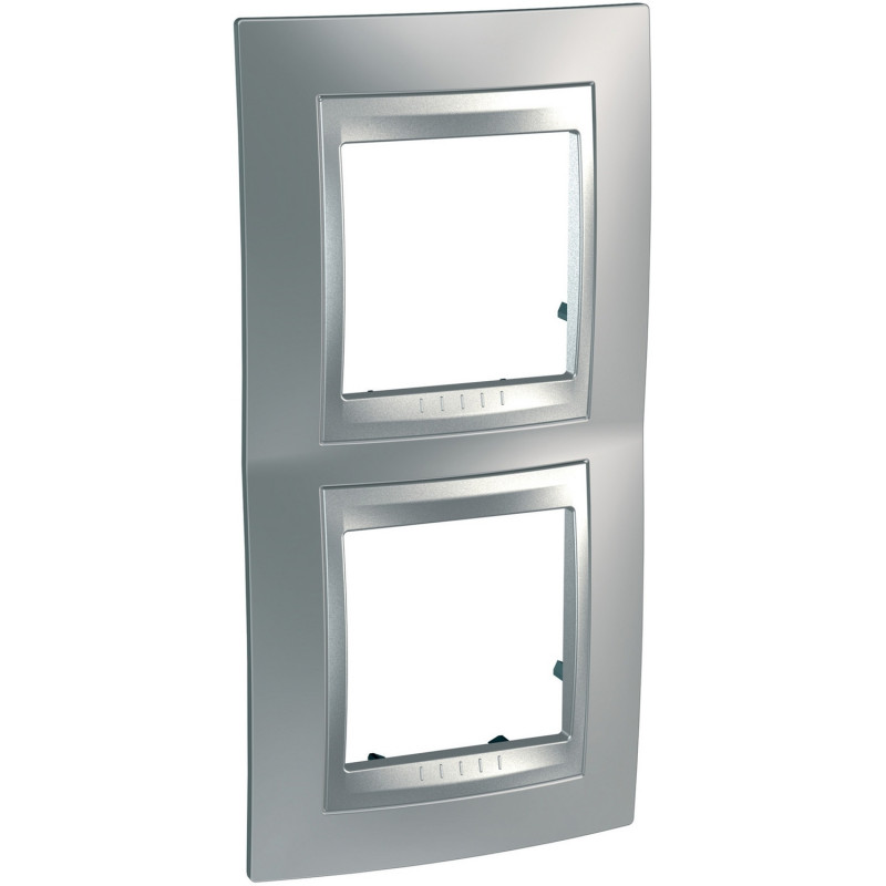 Рамка 2-постовая Schneider Electric Unica Top вертикальная хром матовый/алюминий MGU66.004V.038