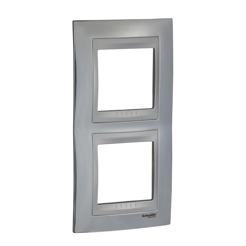 Рамка 2-постовая Schneider Electric Unica Top вертикальная хром блестящий/алюминий MGU66.004V.010