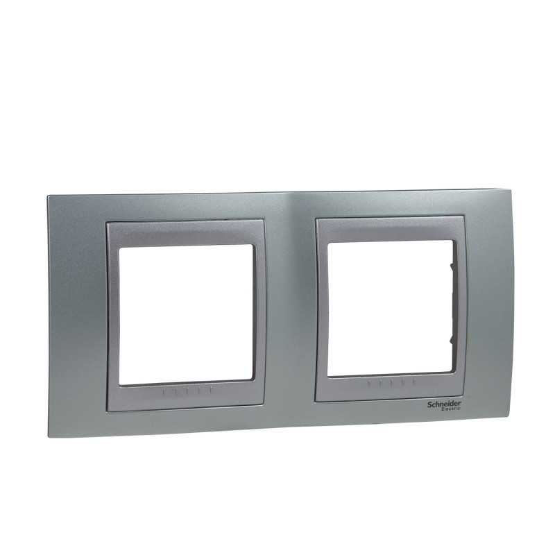 Рамка 2-постовая Schneider Electric Unica Top изумрудный/алюминий MGU66.004.094