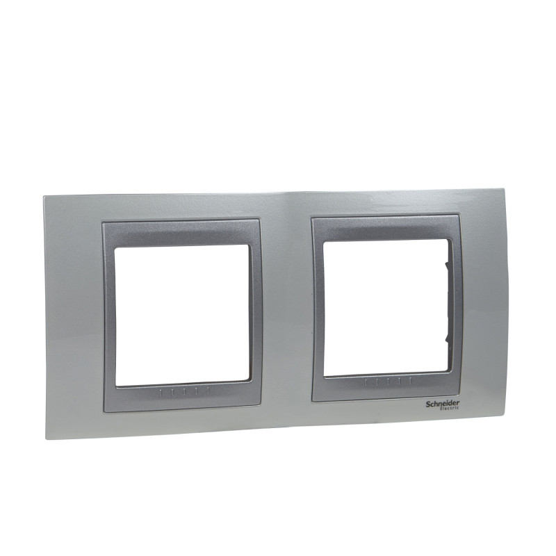 Рамка 2-постовая Schneider Electric Unica Top белоснежный/алюминий MGU66.004.092
