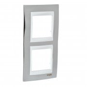 Рамка 2-постовая Schneider Electric Unica Plus вертикальная хром блестящий/белый MGU66.004V.810