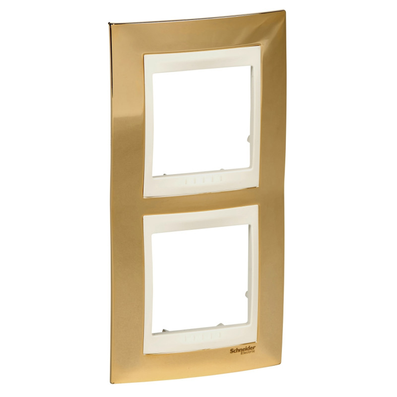 Рамка 2-постова Schneider Electric Unica Plus вертикальна золото/слонова кістка MGU66.004V.504