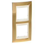 Рамка 2-постовая Schneider Electric Unica Plus вертикальная золото/слоновая кость MGU66.004V.504