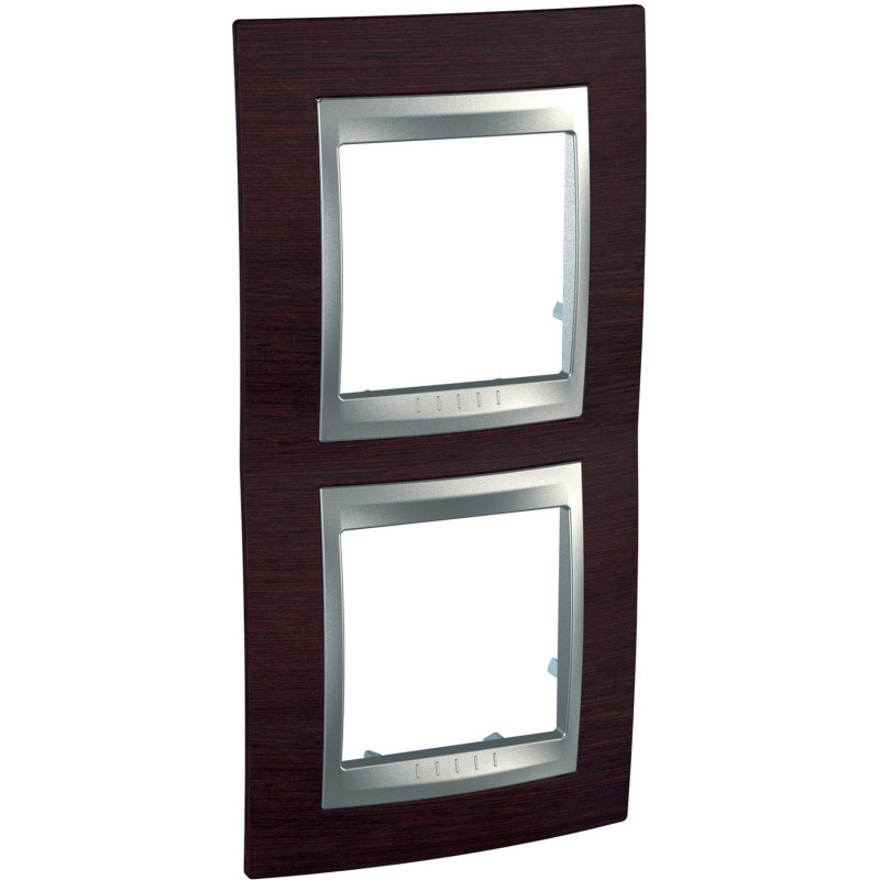 Рамка 2-постовая Schneider Electric Unica Top вертикальная венге/алюминий MGU66.004V.0M3