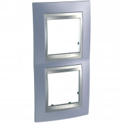 Рамка 2-постовая Schneider Electric Unica Top вертикальная голубой берилл/алюминий MGU66.004V.098