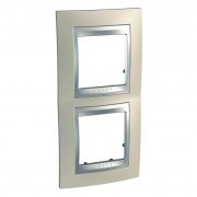 Рамка 2-постовая Schneider Electric Unica Top вертикальная титановый/алюминий MGU66.004V.095