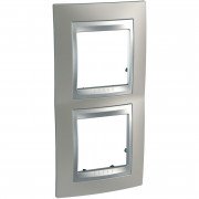 Рамка 2-постовая Schneider Electric Unica Top вертикальная никель матовый/алюминий MGU66.004V.039