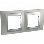 Рамка 2-постовая Schneider Electric Unica Top никель матовый/алюминий MGU66.004.039