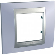 Рамка 1-постовая Schneider Electric Unica Top голубой берилл/алюминий MGU66.002.098