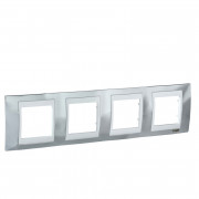 Рамка 4-постовая Schneider Electric Unica Plus хром блестящий/белый MGU66.008.810