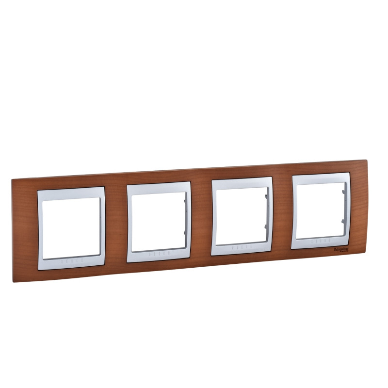 Рамка 4-постовая Schneider Electric Unica Top черешня/алюминий MGU66.008.0M2