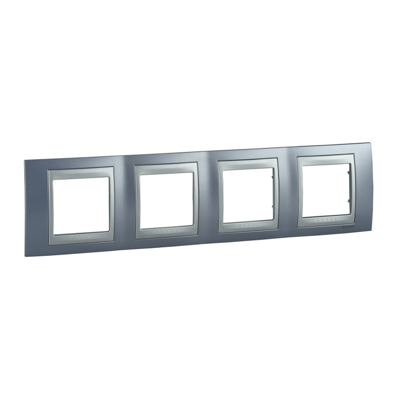 Рамка 4-постовая Schneider Electric Unica Top голубой берилл/алюминий MGU66.008.098