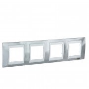 Рамка 4-постовая Schneider Electric Unica Plus хром блестящий/белый MGU66.008.810