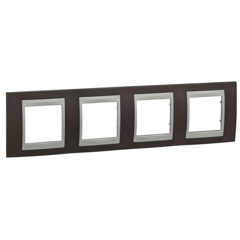 Рамка 4-постовая Schneider Electric Unica Top венге/алюминий MGU66.008.0M3