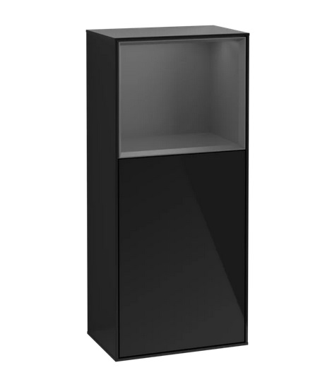 Шафка для ванної Villeroy & Boch Finion 41,8х93,6х27 см петлі зліва з підсвічуванням МДФ глянсовий чорний лак/антрацит матовий лак F520GKPH