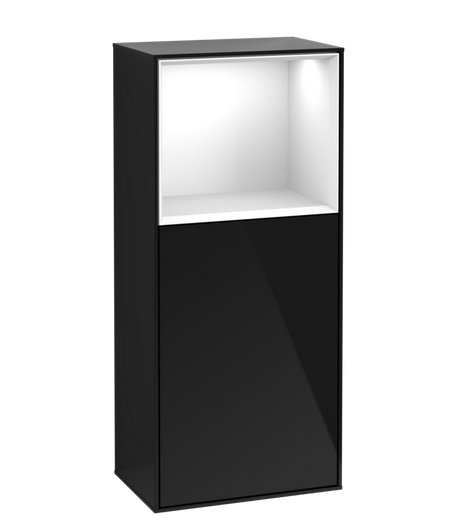Шафка для ванної Villeroy & Boch Finion 41,8х93,6х27 см петлі зліва з підсвічуванням МДФ глянсовий чорний лак/глянцевий білий лак F520GFPH